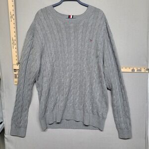 Tommy‎ Hilfiger Mens XXL Gray Cable Knit Crew Neck Sweater 78JB180 030 P7D